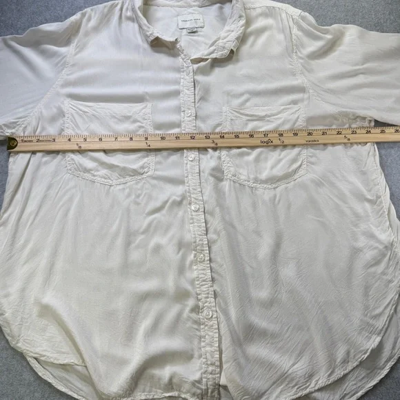 Women's American‎ Eagle Cream Button Down Shirt XXL Long Sleeve Casual - Picture 6 of 9